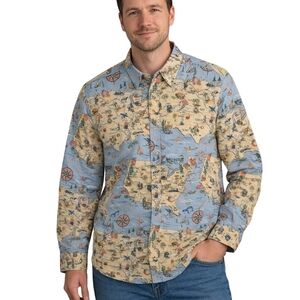 Vtg Nick & Nora Men's L American Map Novelty Print Rare Made In USA Cotton